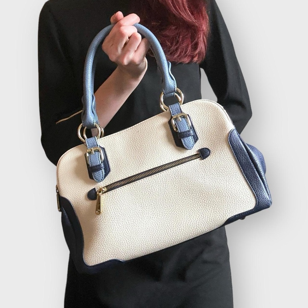 White and Blue Retro Crossbody Purse